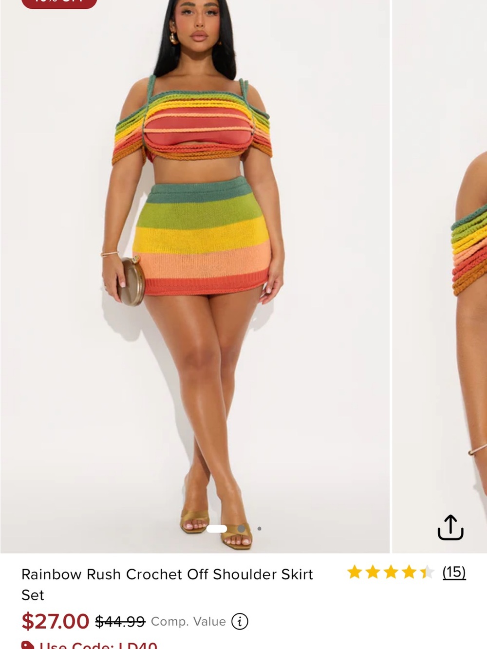 Rainbow Stripe Crochet Mini Skirt - Multicolor